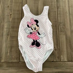 Girls Minnie Mouse polka dot one piece bathing suit